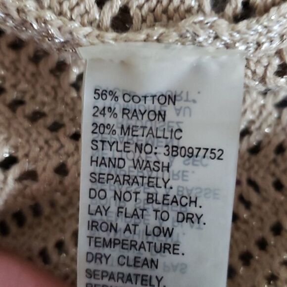 Peter Nygard Gold Metallic Knit Cardigan Sweater, Size Medium Petite - Picture 5 of 5